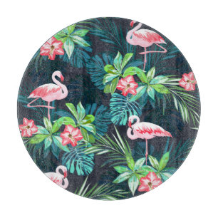 Tropical Flamingo: Muster der Blume im Sommer Schneidebrett