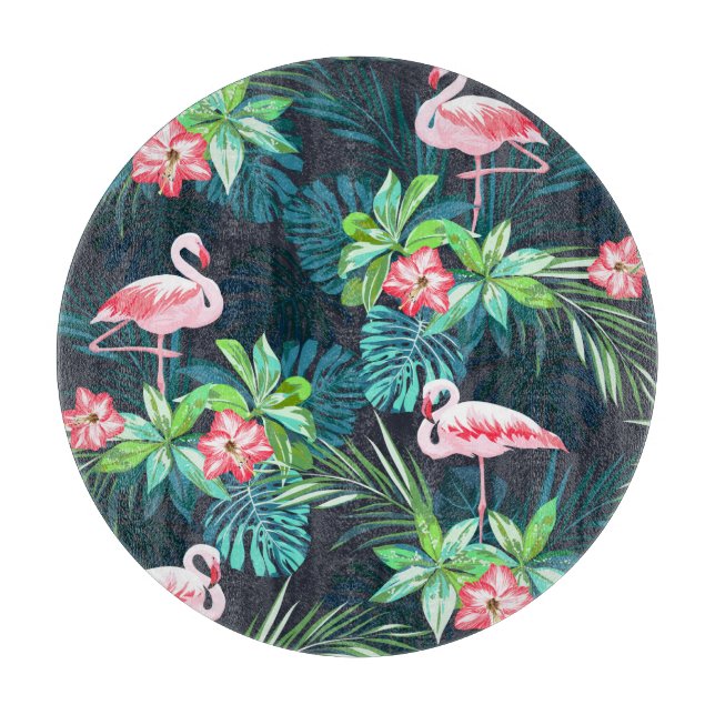 Tropical Flamingo: Muster der Blume im Sommer Schneidebrett (Vorderseite)