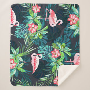 Tropical Flamingo: Muster der Blume im Sommer Sherpadecke