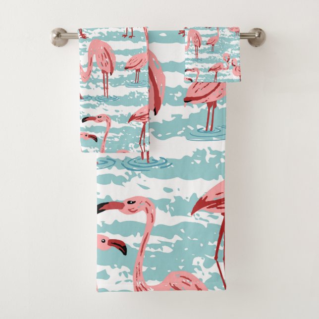 Tropical Flamingo Paradise Badhandtuch Set (Insitu)