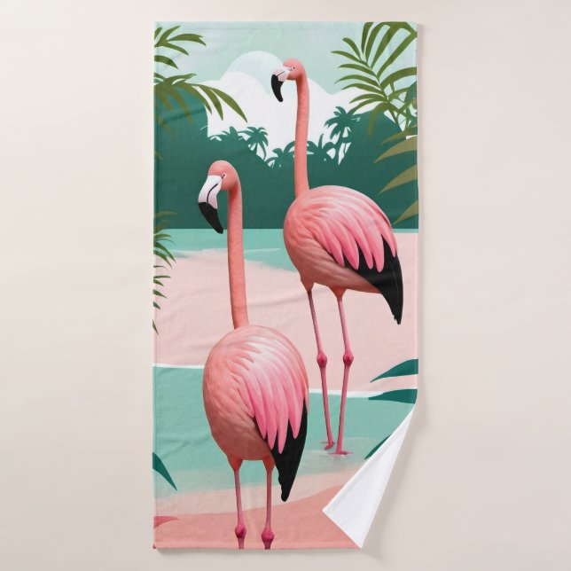Tropical Flamingo Paradise Badhandtuch Set (Badehandtuch)