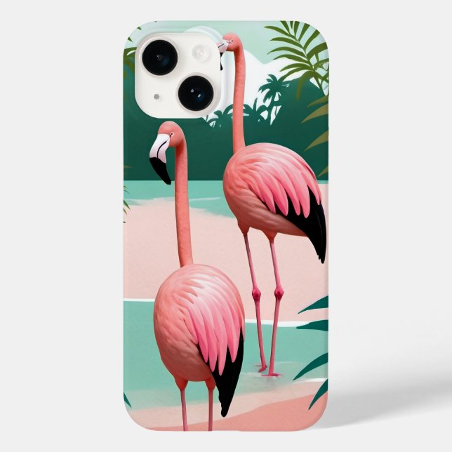 Tropical Flamingo Paradise Case-Mate iPhone Hülle (Rückseite)