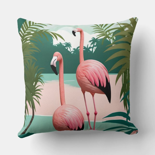 Tropical Flamingo Paradise Kissen (Rückseite)