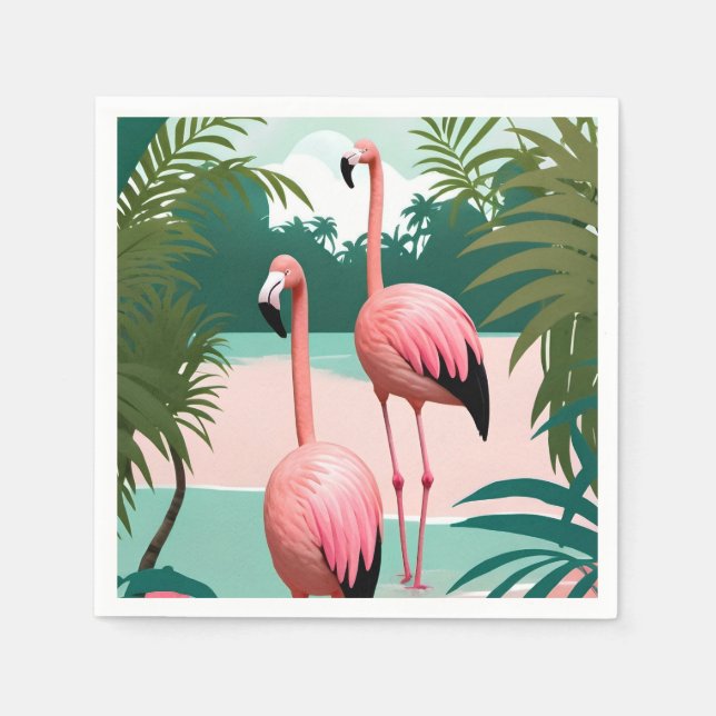 Tropical Flamingo Paradise Serviette (Vorderseite)