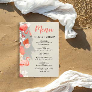 Tropical Flamingo Party Menu Card Einladung