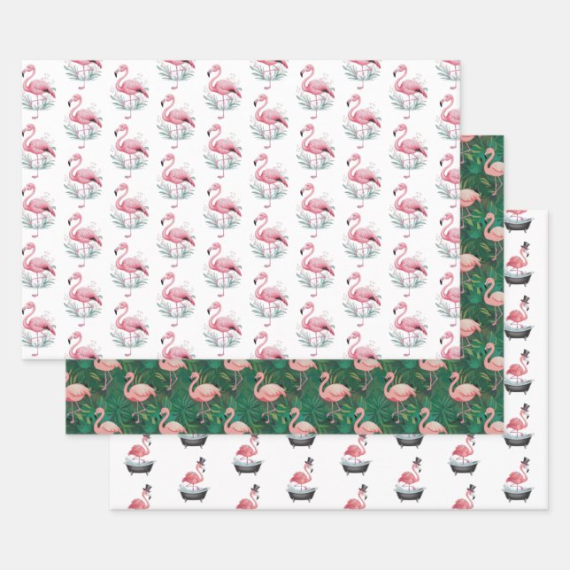 Tropical Flamingo Pattern Geschenkpapier Set (Set)