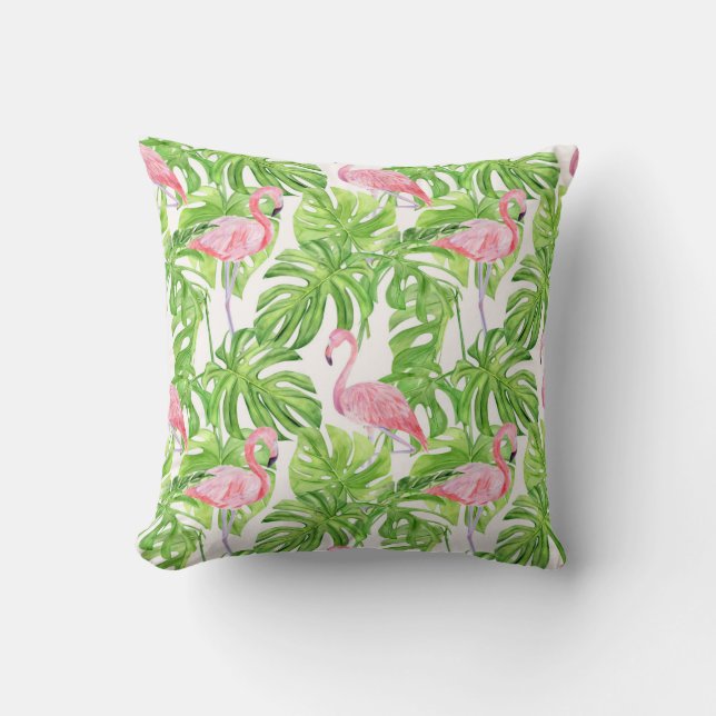 Tropical Flamingo Pattern Throw Kissen (Vorderseite)