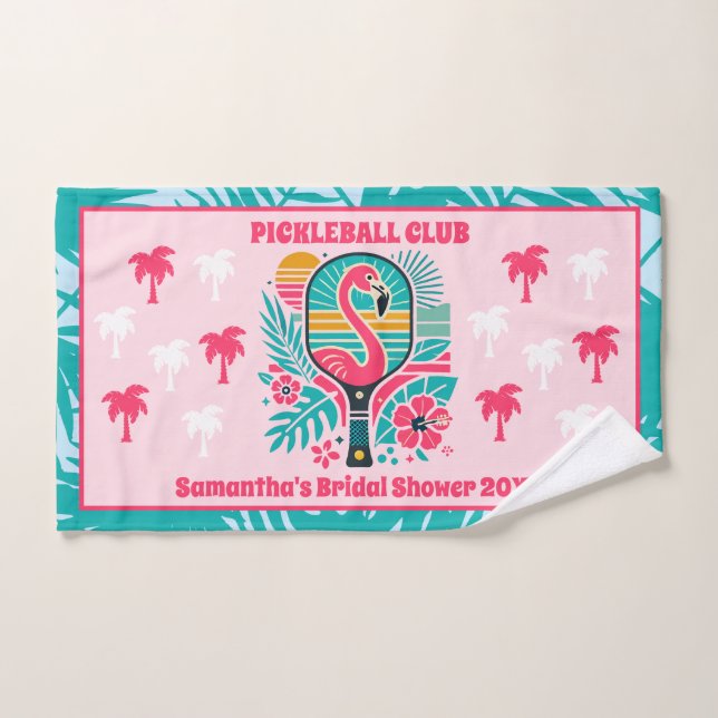 Tropical Flamingo Pickleball Brautparty Handtuch (Handtuch)