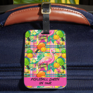 Tropical Flamingo Pickleball Gepäckanhänger