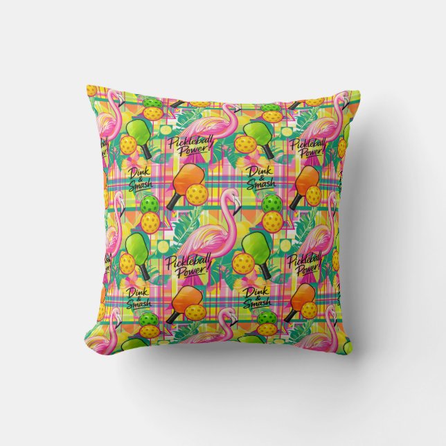 Tropical Flamingo Pickleball  Kissen (Vorderseite)