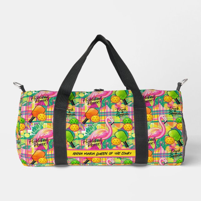 Tropical Flamingo Pickleball Power  Duffle Bag (Vorderseite)