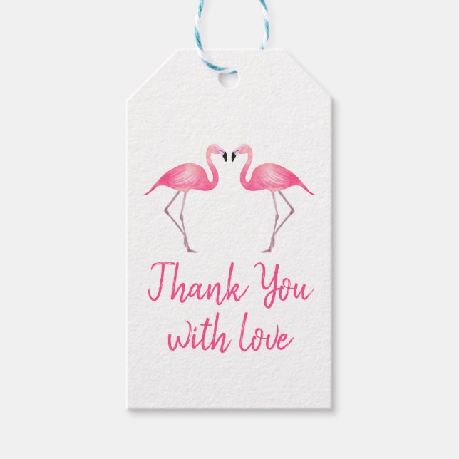 Tropical Flamingo Pink Danke Gastgeschenk Hochzeit Geschenkanhänger (Vorderseite)