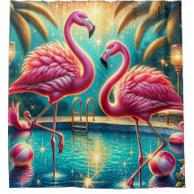 "Tropical Flamingo Pool Party - Vibrant Retro Art"