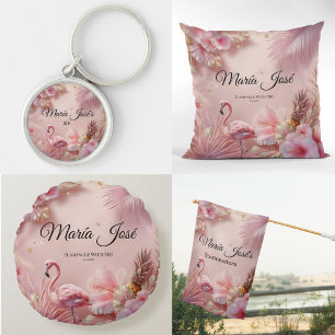 Tropical Flamingo Quinceañera, Brauch Rundes Kissen