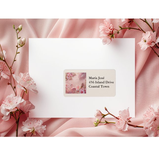 Tropical Flamingo Quinceañera, custom Adressaufkleber (Von Creator hochgeladen)