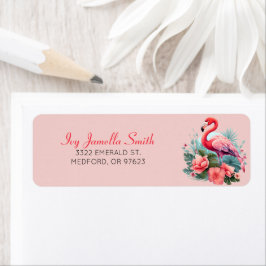 Tropical Flamingo Return Address Label