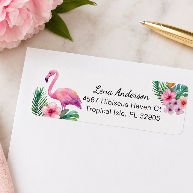 Tropical Flamingo Rücksendeadresse Label Baby Dusc (Flamingo Return Address Label)
