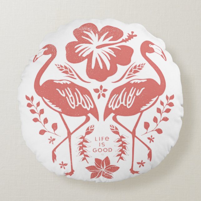 Tropical Flamingo Rundes Kissen (Vorderseite)