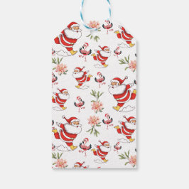 Tropical Flamingo Santa Christmas Pattern Geschenkanhänger