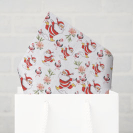 Tropical Flamingo Santa Christmas Pattern Seidenpapier