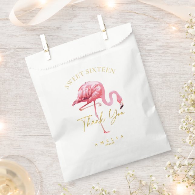 Tropical Flamingo Sweet 16 Danke, ID922 Geschenktütchen (Ausgeschnitten)