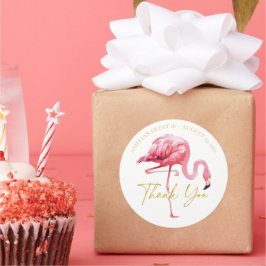 Tropical Flamingo Sweet 16 Danke, ID922 Runder Aufkleber