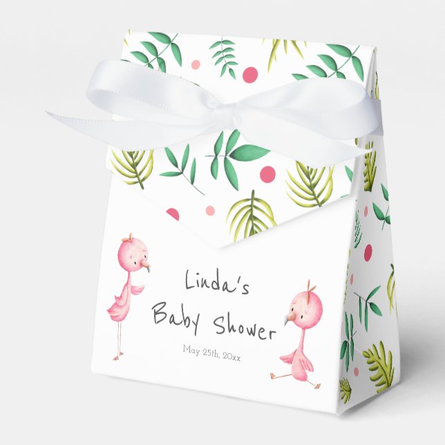 Tropical Flamingo Twins Baby Dusche Personalisiert Geschenkschachtel (Vorderseite)