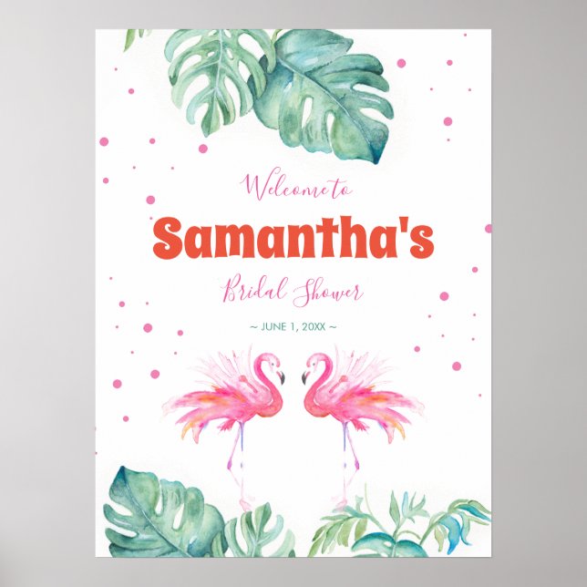 Tropical Flamingo Welcome Party Sign Poster (Vorne)