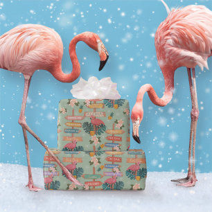 Tropical Flamingo Winter Geschenkpapier