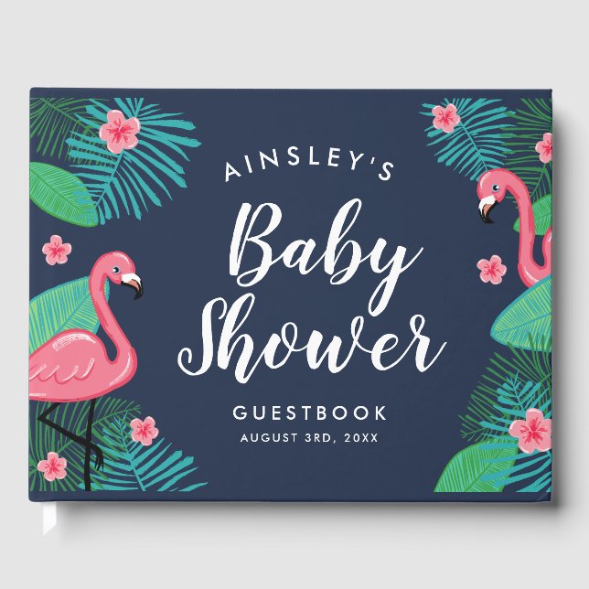 Tropical Flamingos Baby Dusche Gästebuch (Vorderseite)