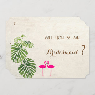 Tropical Flamingos Bridesmaid Card Einladung
