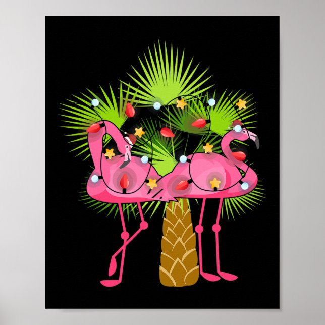 Tropical Flamingos Christmas Lights Hawaii Christm Poster (Vorne)