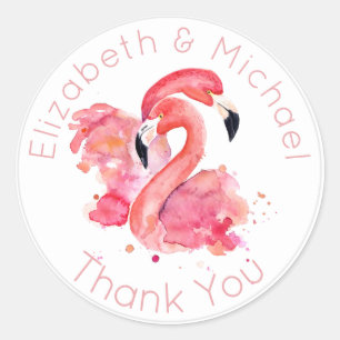 Tropical Flamingos Pink Vielen Dank für Ihr Intere Runder Aufkleber