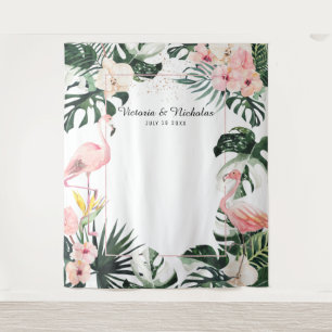 Tropical Flamingos Wedding Foto Stand Hintergrund Wandteppich