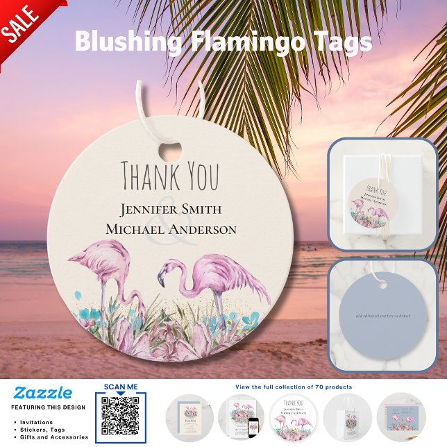 Tropical Flamingos Wedding Geschenkanhänger (Von Creator hochgeladen)