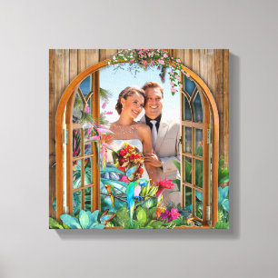 Tropical Flora Paradise Beach Landschaft Foto Lein Leinwanddruck