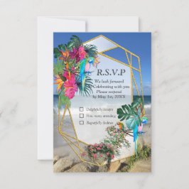 Tropical Flora Paradise Beach Scenery RSVP Card Karte