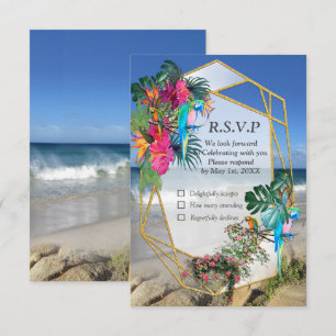 Tropical Flora Paradise Beach Scenery RSVP Card Karte