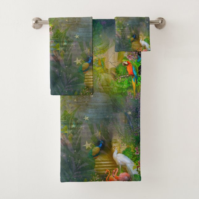 Tropical Flora Paradise & Parrots Badhandtuch Set (Insitu)