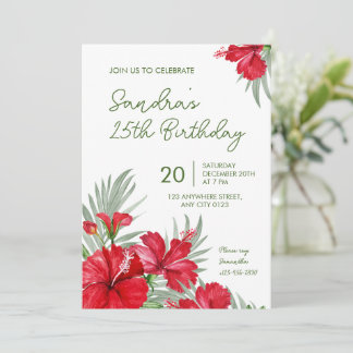 Tropical Floral 25th Birthday Invitation Einladung