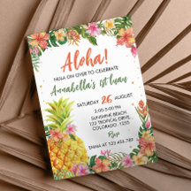 Tropical Floral Aloha First Luau Birthday