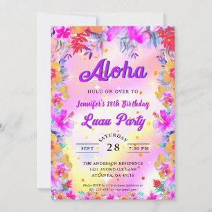 Tropical Floral Aloha Luau Birthday Einladung