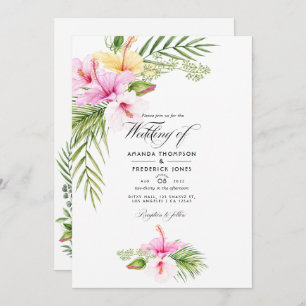 Tropical Floral Aloha Wedding Foto Einladung