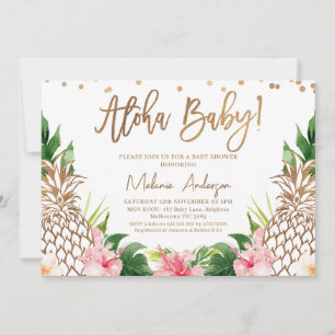 Tropical Floral Ananas Aloha Baby Shower Einladung