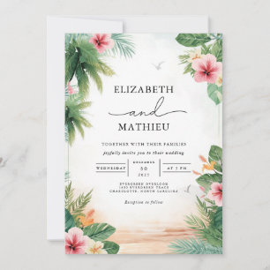 Tropical Floral Archway Wedding Einladung