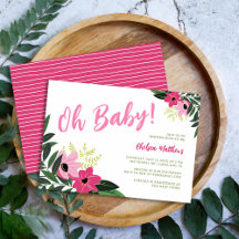 Tropical Floral Baby Shower Einladung