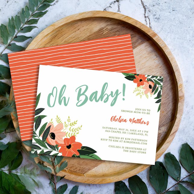 Tropical Floral Baby Shower Einladung (Von Creator hochgeladen)