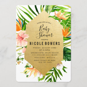 Tropical Floral Baby Shower Einladung