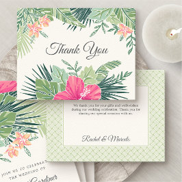 Tropical Floral Beach Hochzeit Dankeskarte