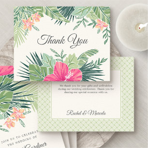 Tropical Floral Beach Hochzeit Dankeskarte
